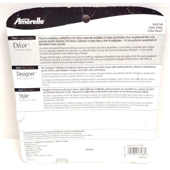 Amerelle Decor Wood Grain Single Toggle Duplex Wall Plate Solid Oak 196TD New - Picture 3 of 4